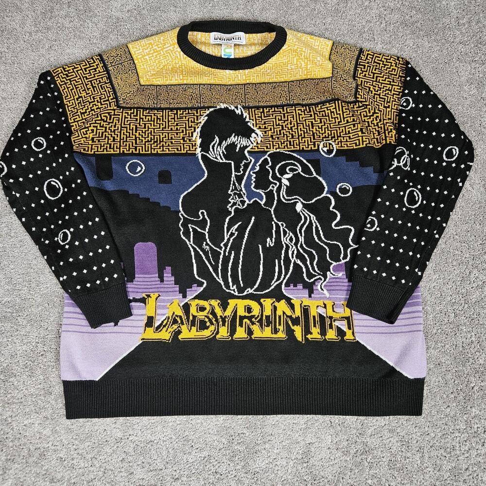 Jim Henson's Labyrinth Ugly Christmas Sweater Adult 3XL Knit Novelty Maximalism